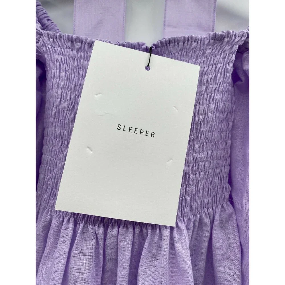 Sleeper Women’s Atlanta Linen Lounge Dress Lavender Smocked Size XS $320 - Picture 5 of 6